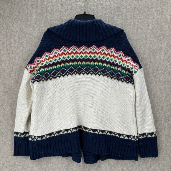 American Eagle Fair Isle Knit Cardigan Sweater Wool Alpaca Mohair Size L - Picture 2 of 8
